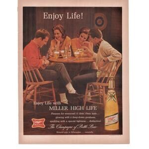 Miller High Life Beer Advertisement Vintage 1960s Breweriana Milwaukee Ukulele